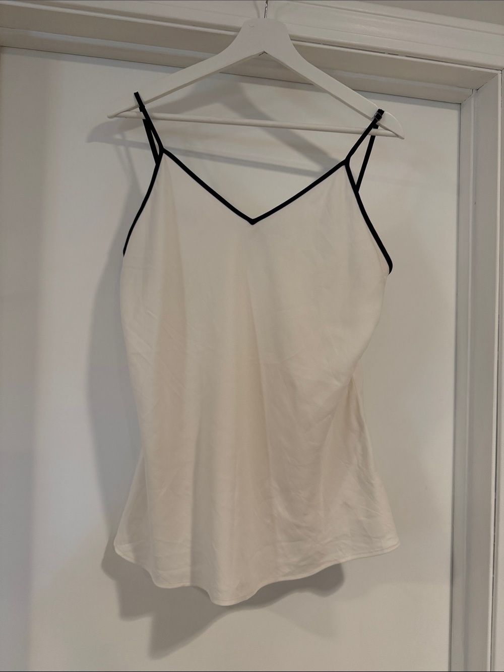 Ann Taylor White Cami with Black Contrast Trim